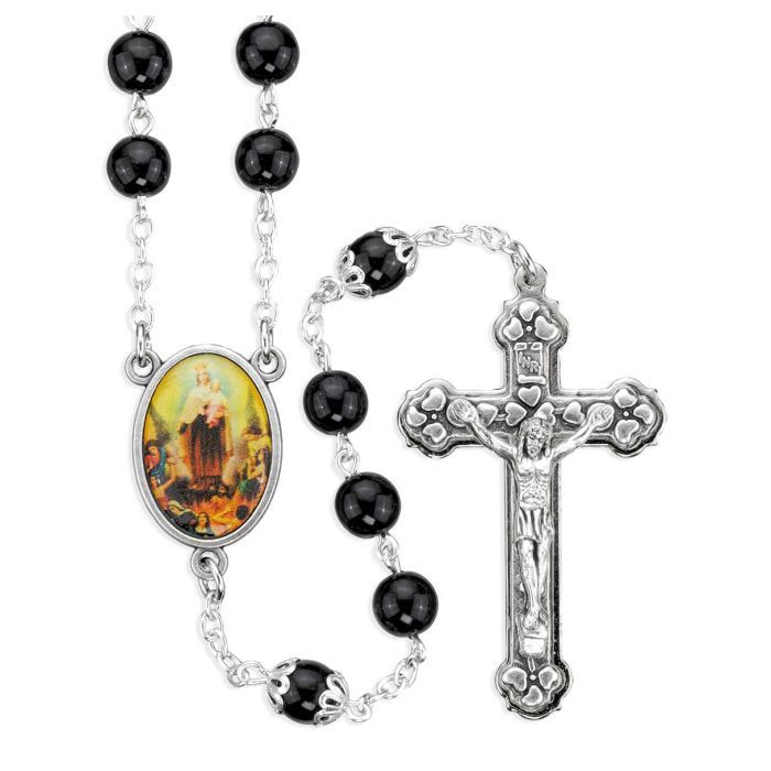 100 Requiem Rosary in 6mm Black Round Box Wood Beads