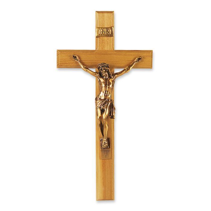 13&quot; Oak Cross with Museum Gold Finish Corpus