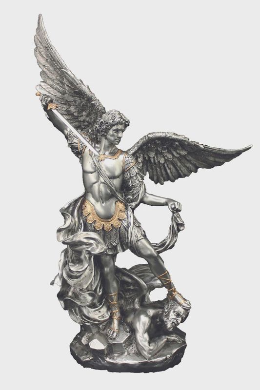 9&quot; St Michael Pewter w/gold highlights