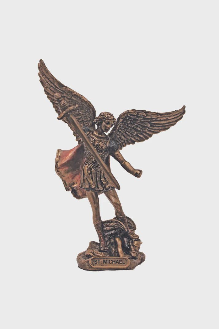 4&quot; St. Michael Statue Bronze 2