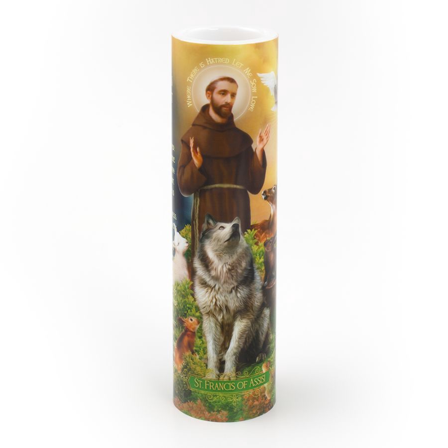 8&quot; LED Candle Immaculate St Francis