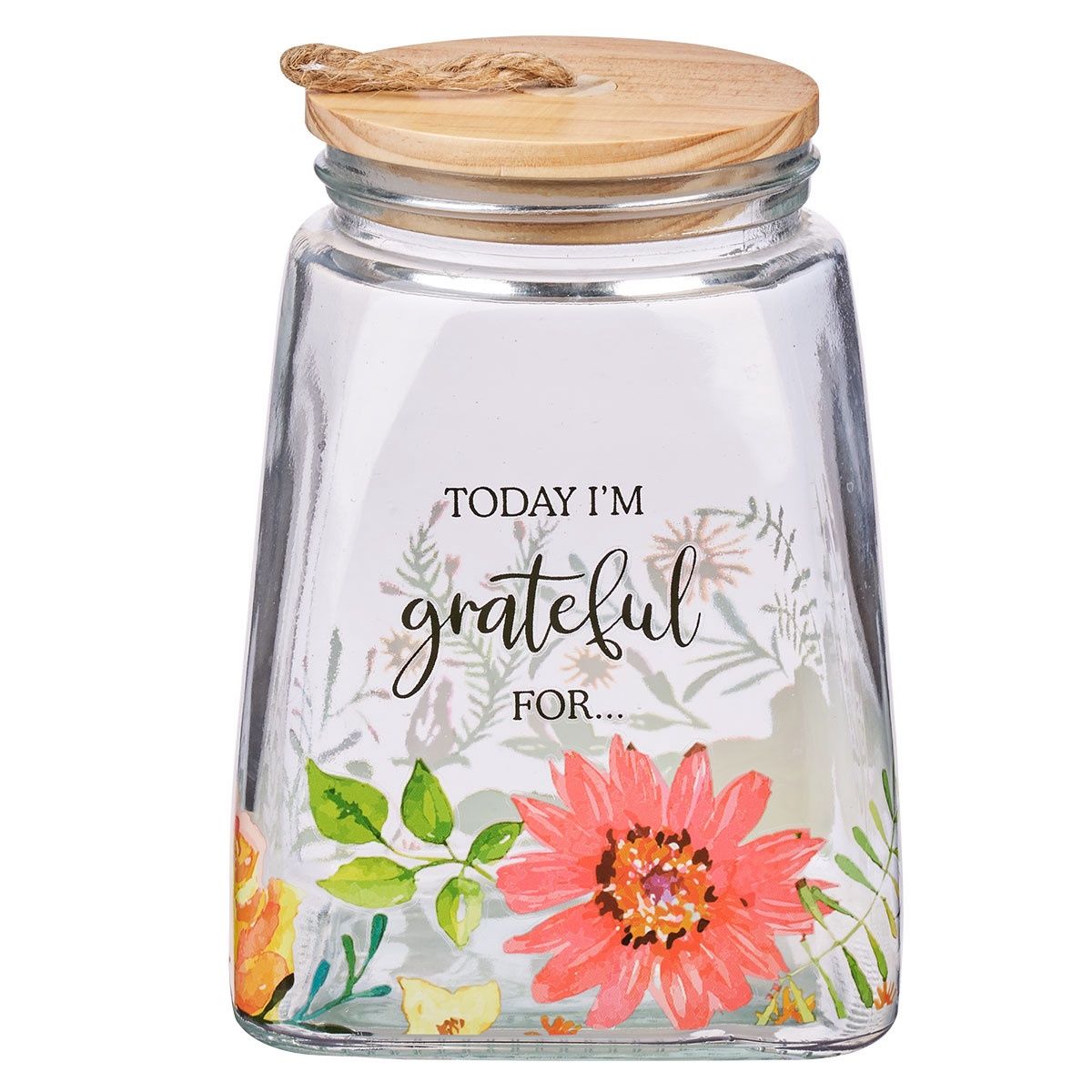 Today I&#39;m Grateful For Orange Daisy Glass Gratitude Jar with Cards