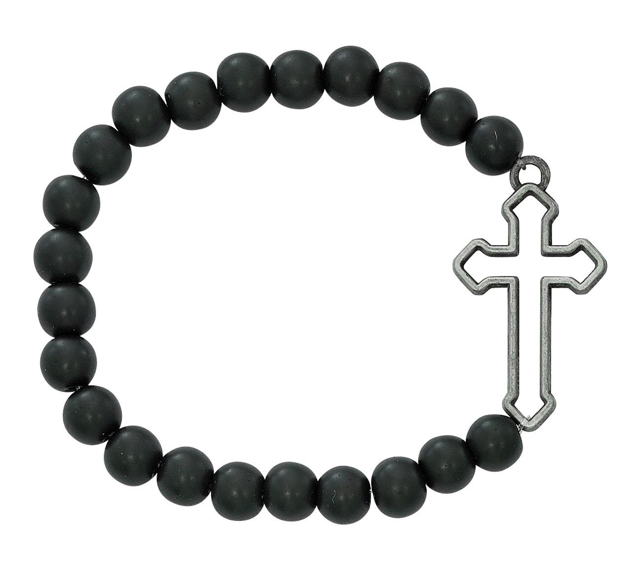 Black Matte Cross Stretch Bracelet