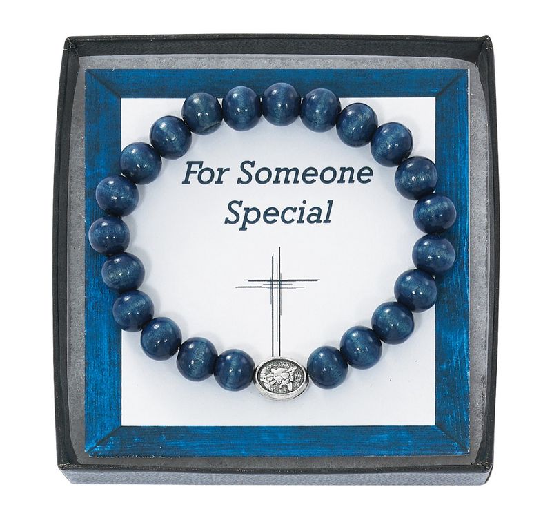 Blue Wood St Michael Bracelet