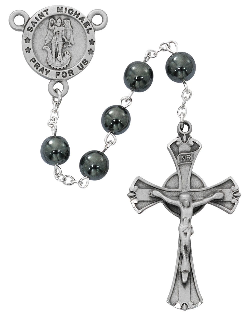 8MM Round Hematite St. Michael Rosary