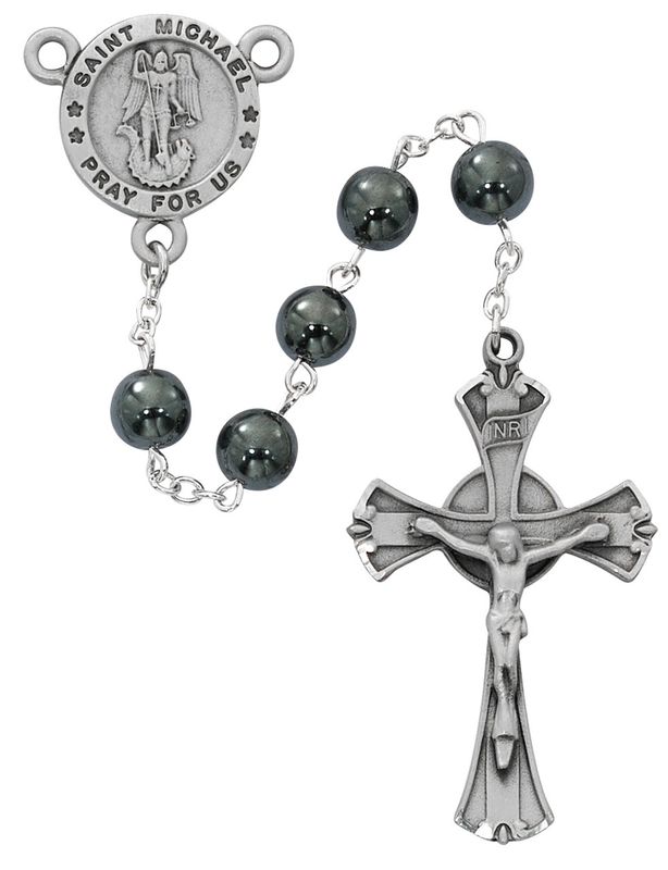 8MM Round Hematite St. Michael Rosary