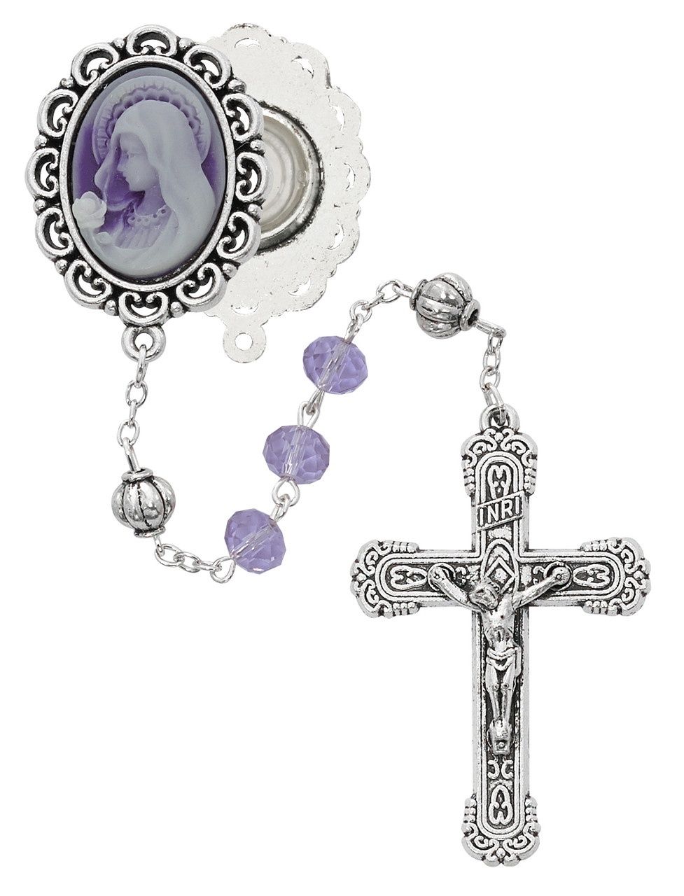 Violet Cameo Lourdes Rosary