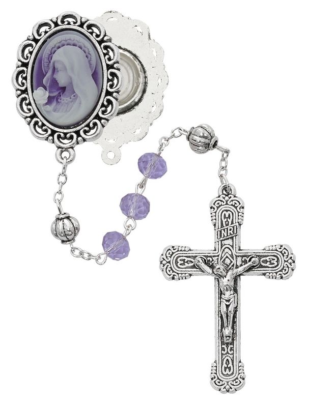 Violet Cameo Lourdes Rosary