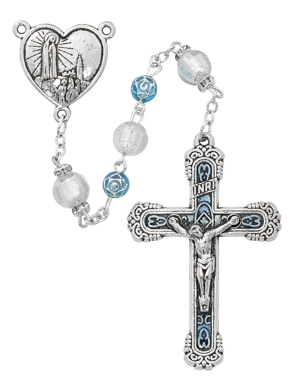 8MM Aqua &amp; Venetian Fatima Rosary