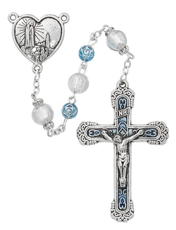 8MM Aqua &amp; Venetian Fatima Rosary