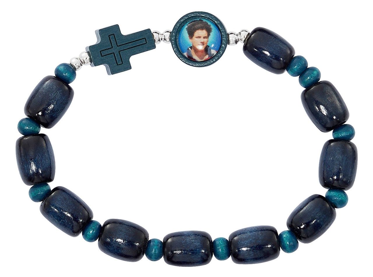 Blue Wood Carlo Acutis Bracelet