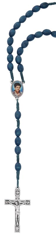 Oval Blue Wood Carlo Acutis Rosary