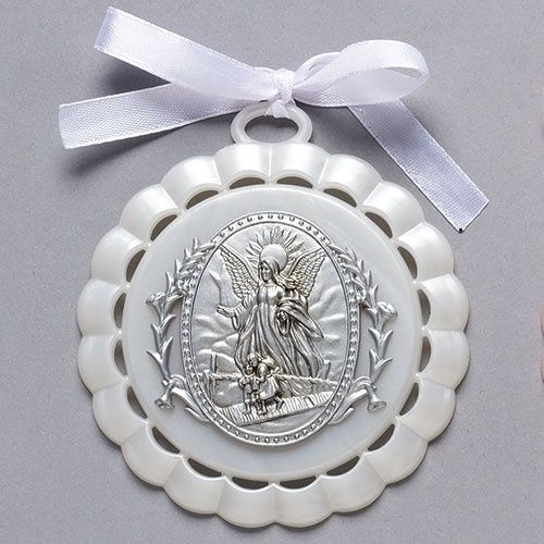 4.25&quot;H WHITE CRADLE MEDAL