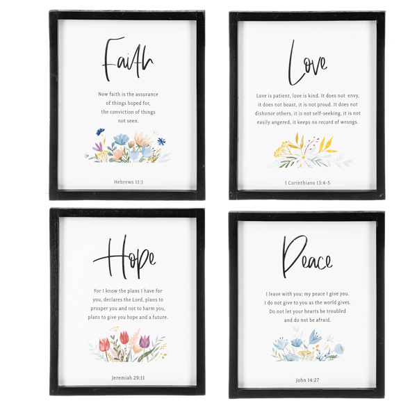 Faith, Hope, Love Peace Bible Verse Wall Decor