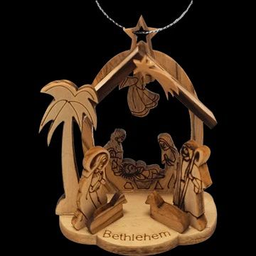 Holy Land Olive Wood Nativity Grotto - Small