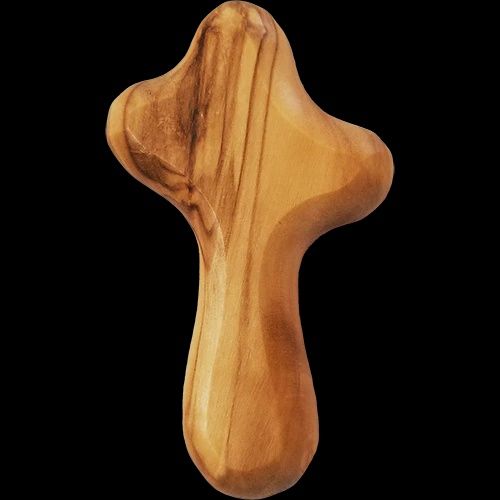 Small certified Holy Land Olive Wood Handheld Comfort Cross from Israel