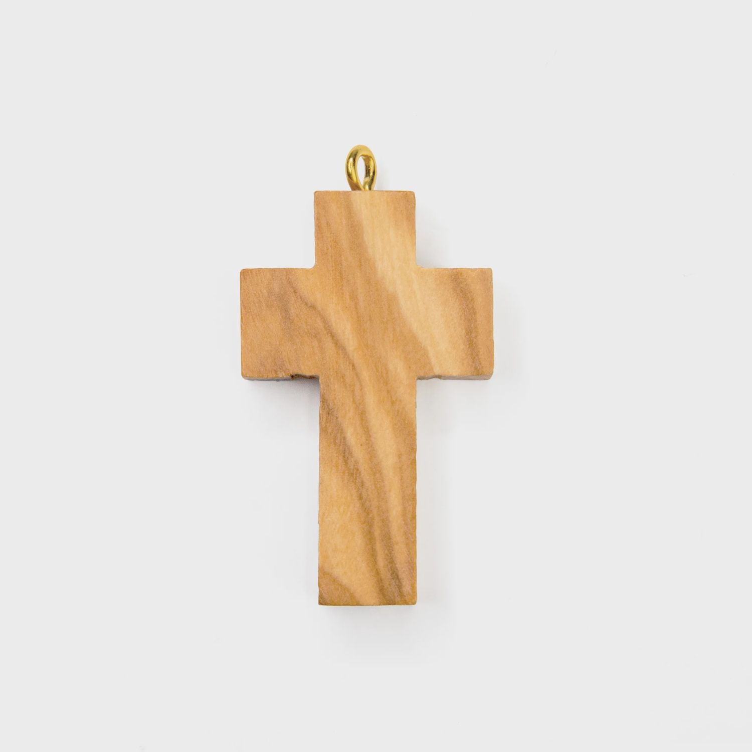 Simple Cross Olive Wood Pendant Charm w/Eyelet