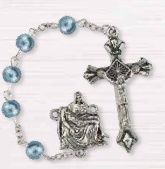 Pearl Glass Rosary - Pieta Blue