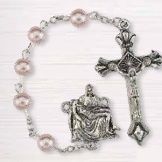Pieta Pink Pearl Rosary