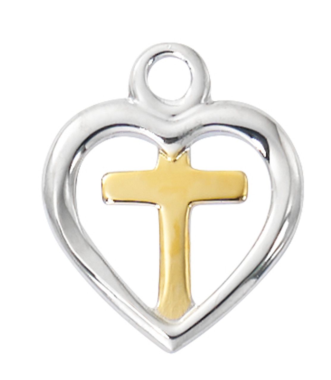 16-18&quot;CH SS HEART CROSS (L9262)
