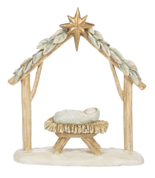 Watercolor Baby Jesus in Manger Figurine