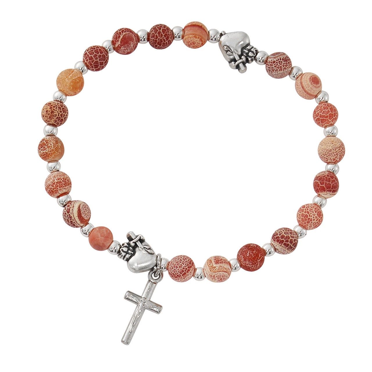 SACRED HEART GEMSTONE ROSARY BRACELET