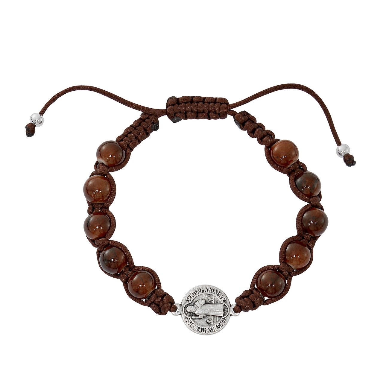 BROWN GLASS ST. BENEDICT ADJUSTABLE BRACELET