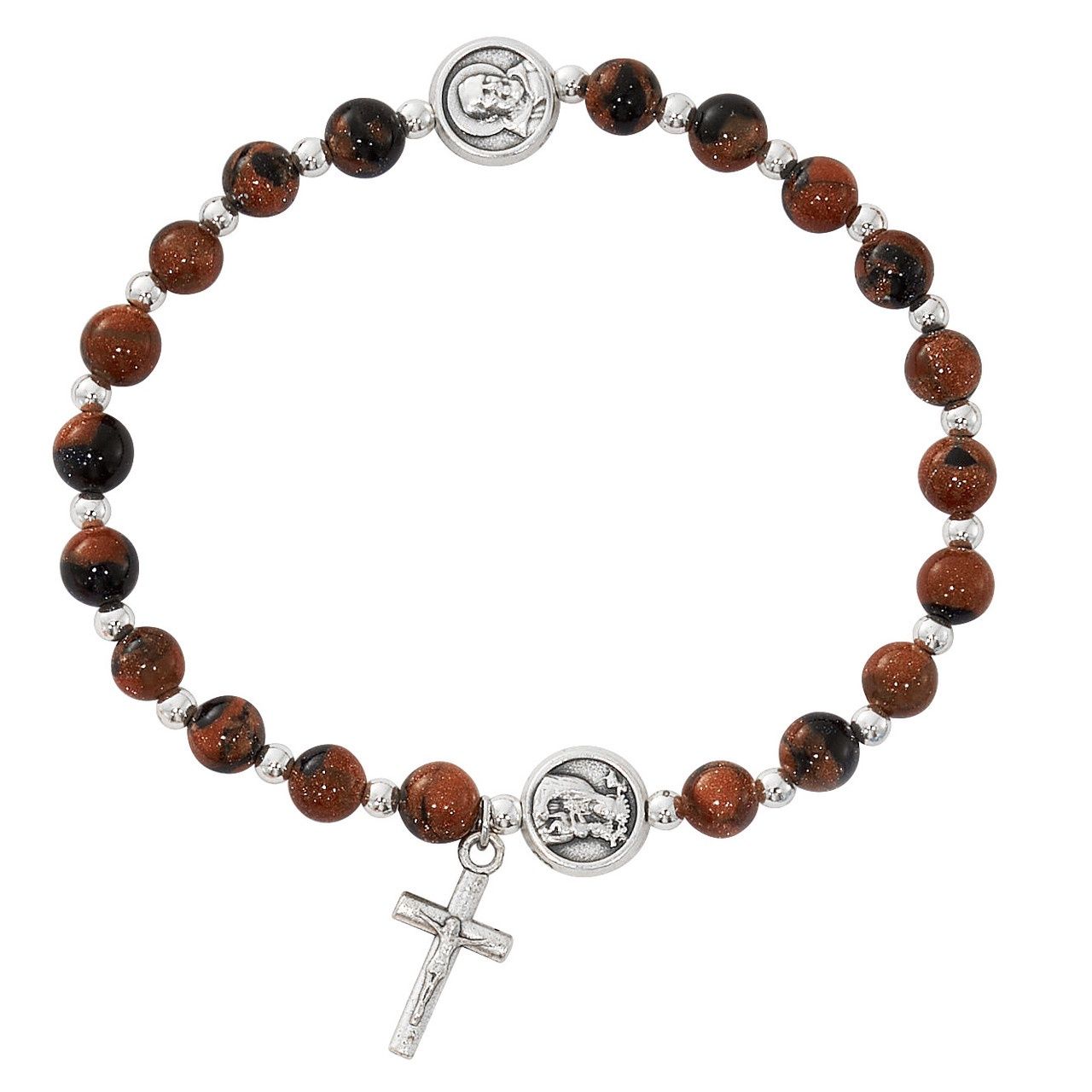 ST. PIO SANDSTONE ROSARY BRACELET