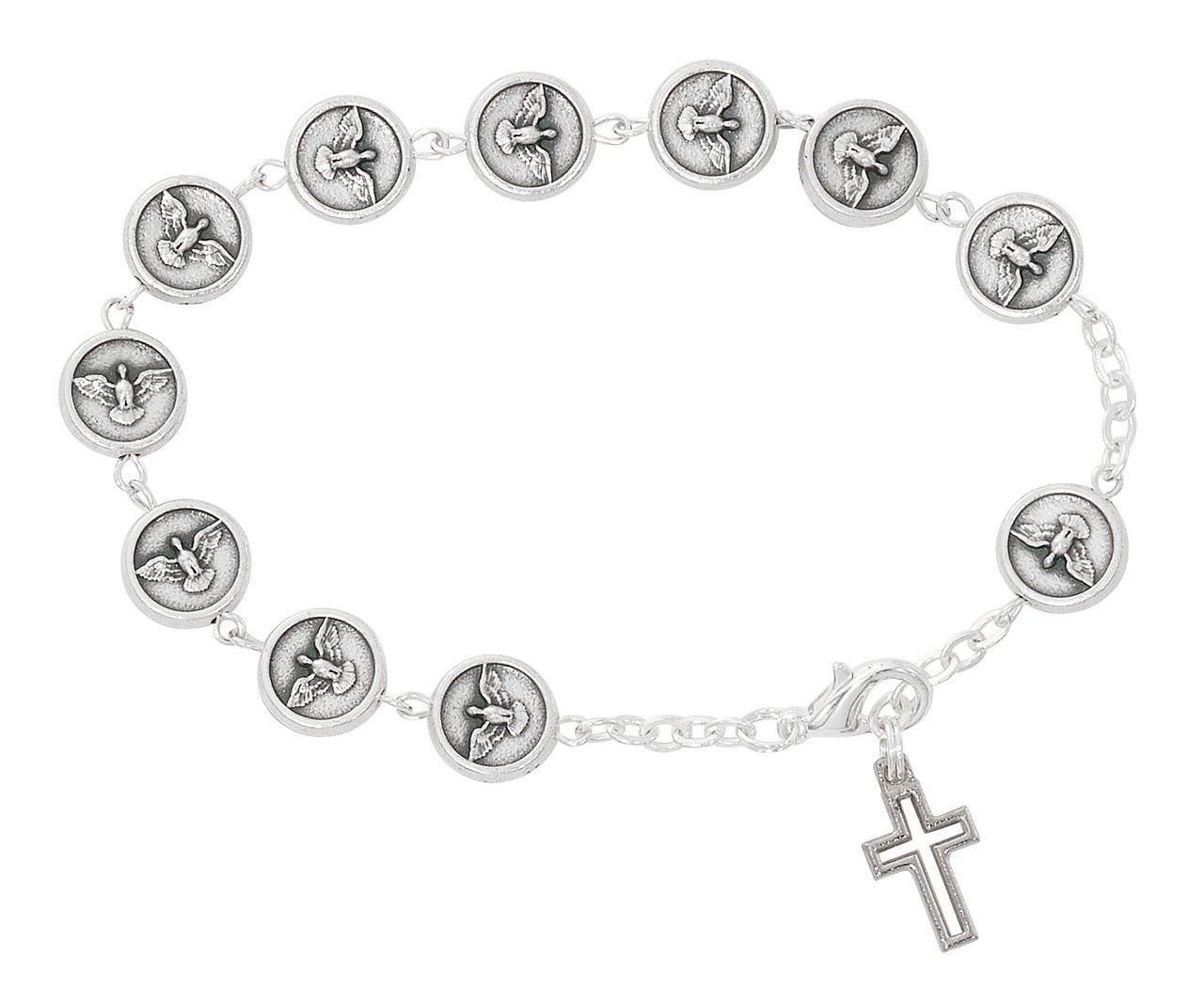 7.5&quot; METAL HOLY SPIRIT ROSARY BRACELET
