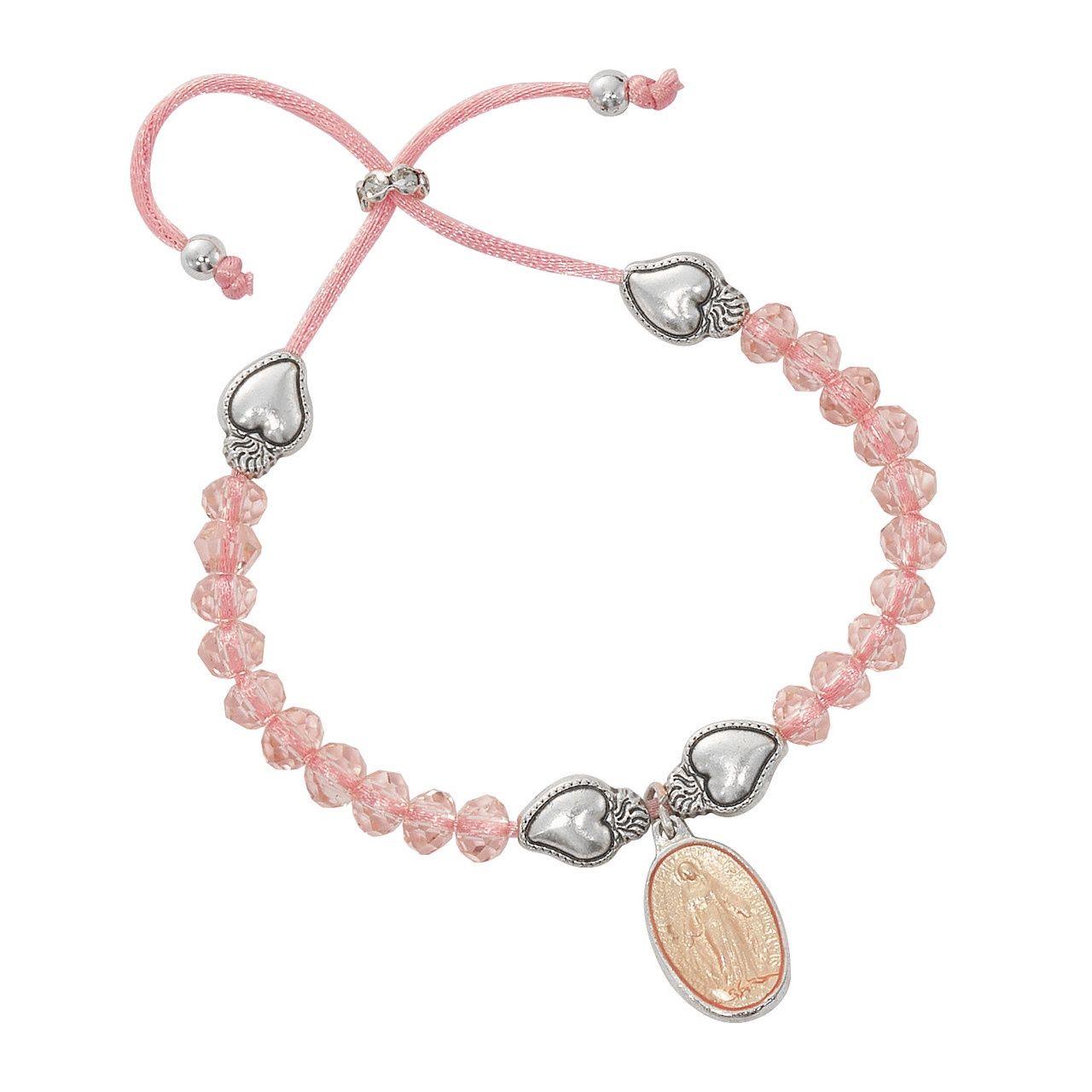 PINK CRYSTAL ADJUSTABLE HEART MIRACULOUS BRACELET