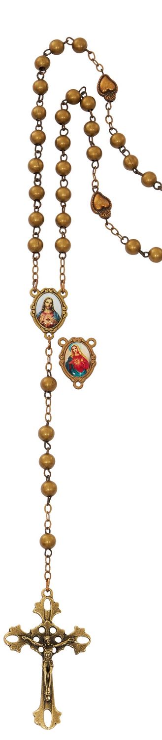 6MM BRONZE SACRED HEART/IMMACULATE HEART ROSARY