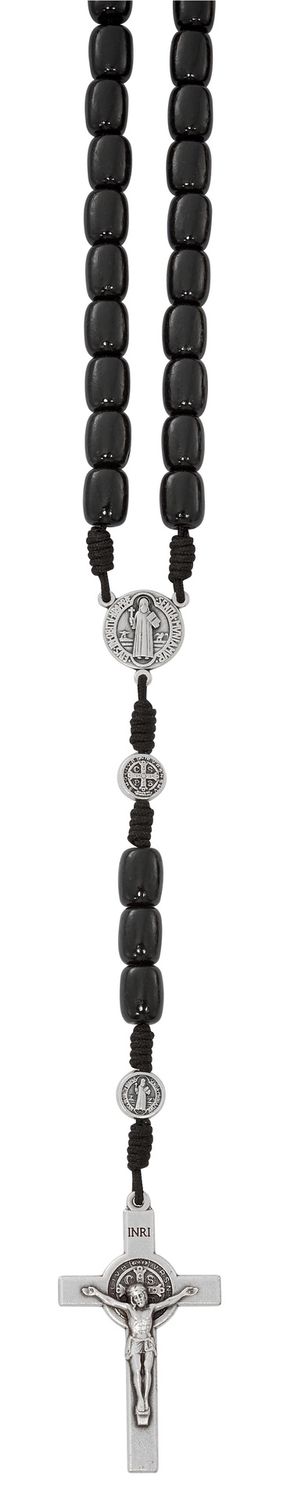 LARGE BLACK WOOD ST. BENEDICT ROSARY