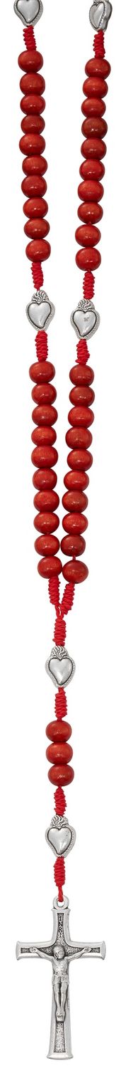 RED CORDED SACRED HEART ROSARY