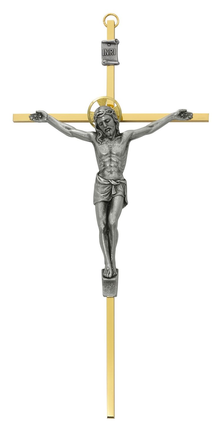 10&quot; BRASS CROSS WITH ZINC CRUCIFIX