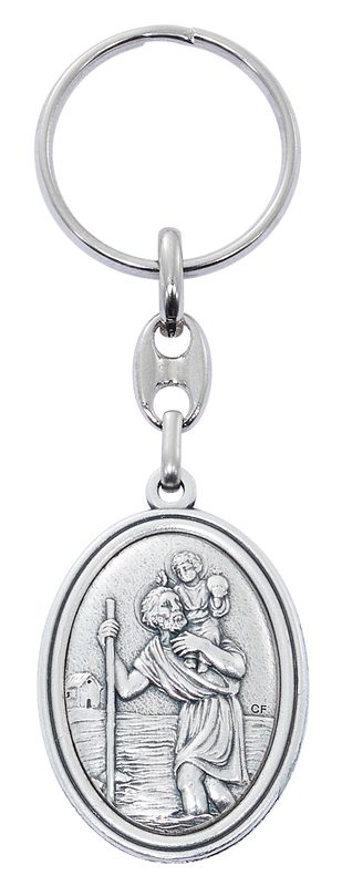 SILVER OX ST. CHRISTOPHER KEY RING