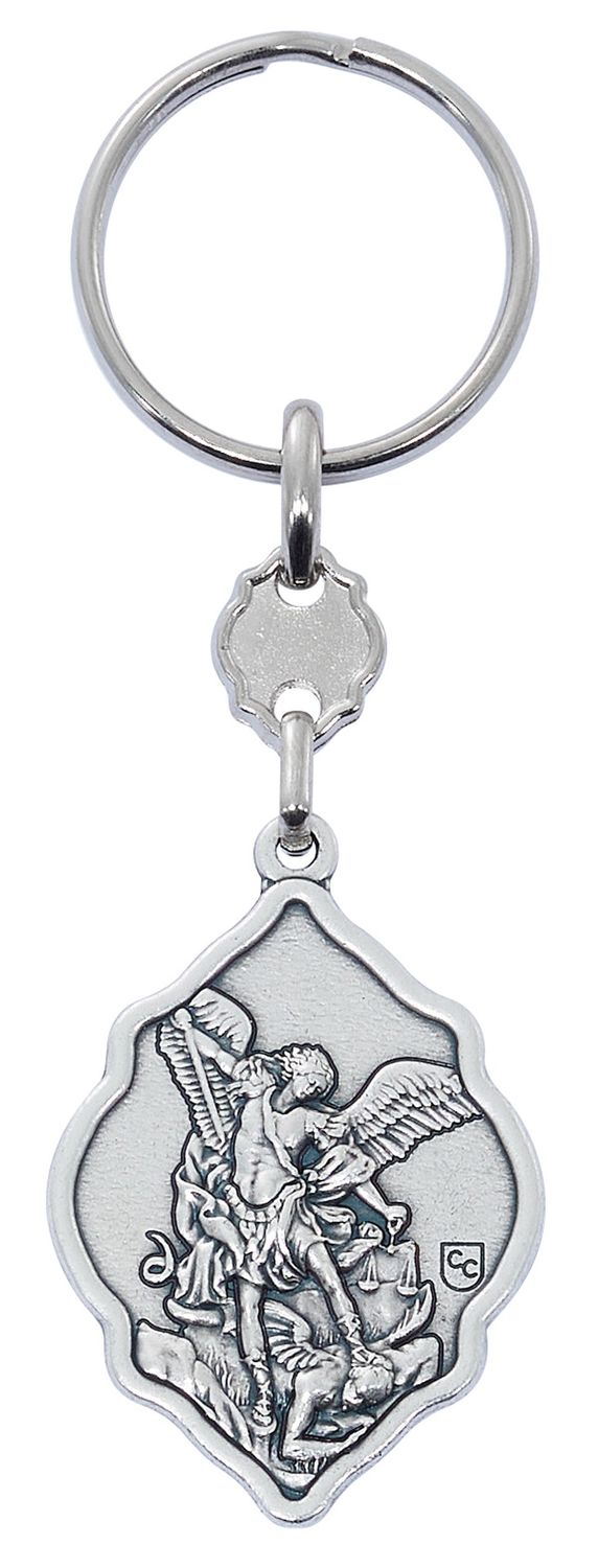 SILVER OX ST. MICHAEL KEY RING