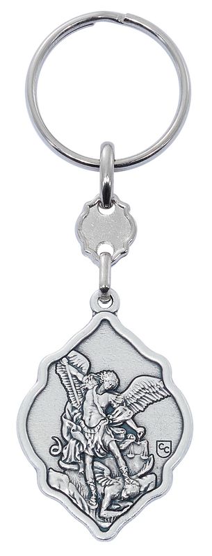 SILVER OX ST. MICHAEL KEY RING