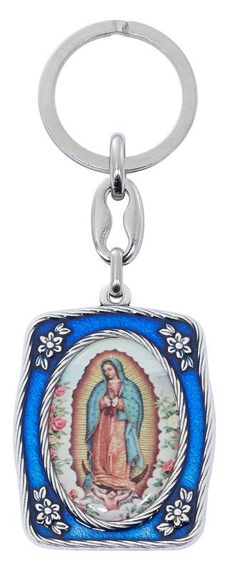 SILVER OX GUADALUPE KEY RING WITH BLUE ENAMEL
