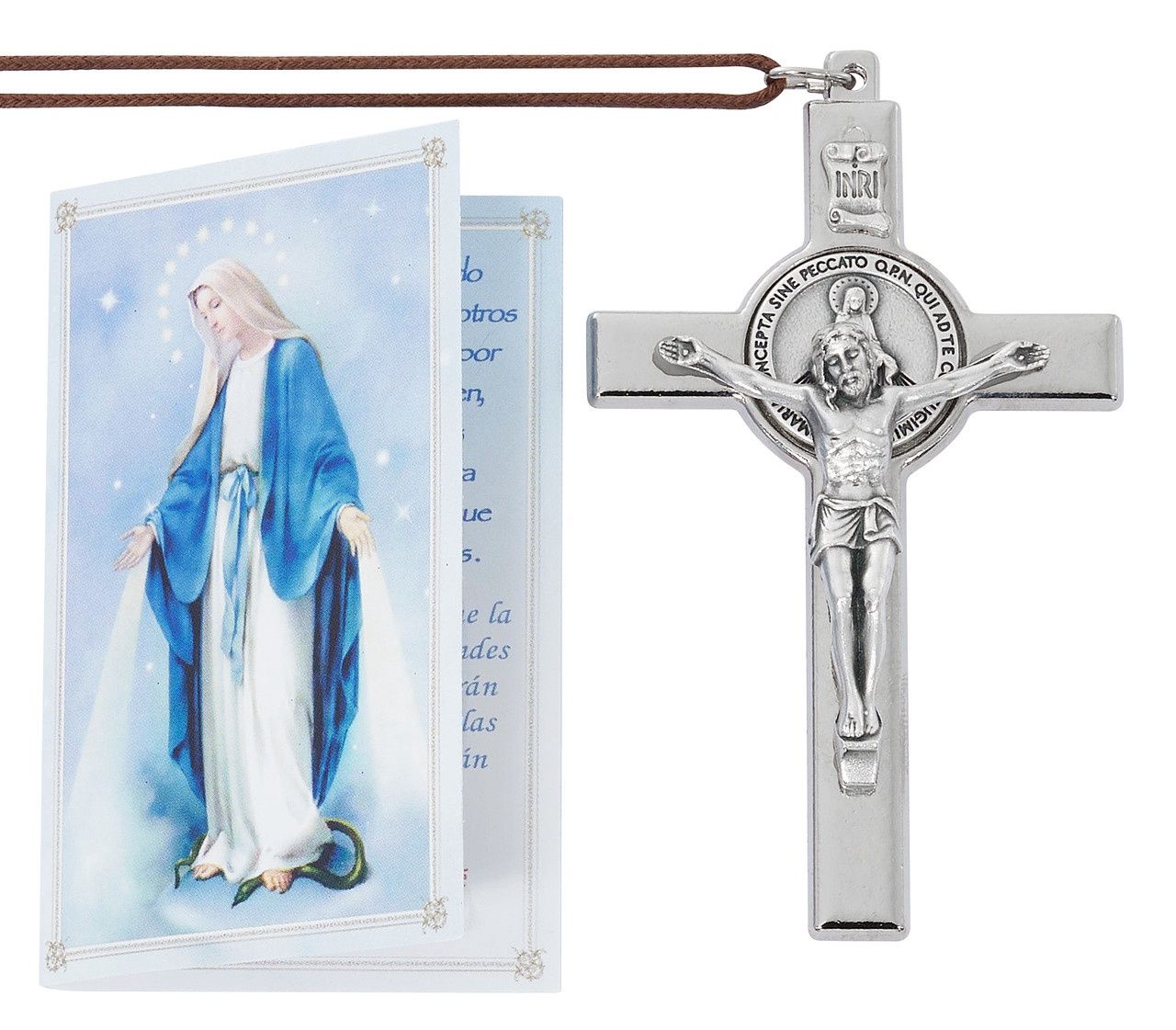 3&quot; SILVER OX MIRACULOUS CRUCIFIX WITH CORD