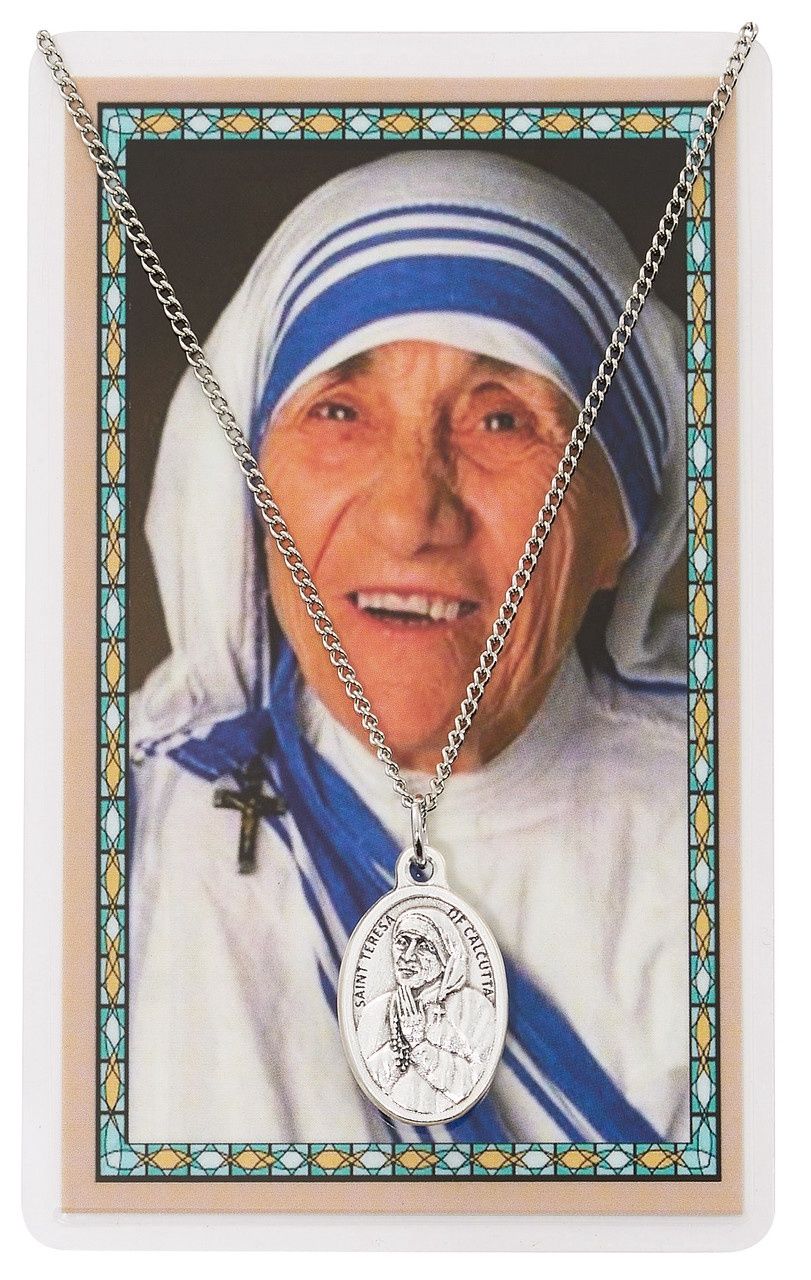 ST TERESA CALCUTTA PENDANT &amp; PRAYER CARD