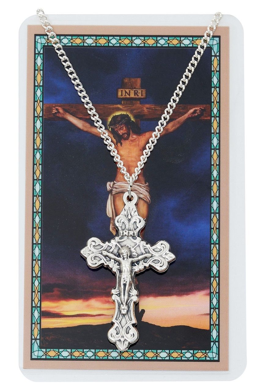 CRUCIFIX ON 24&quot; CH W PRAYER CARD
