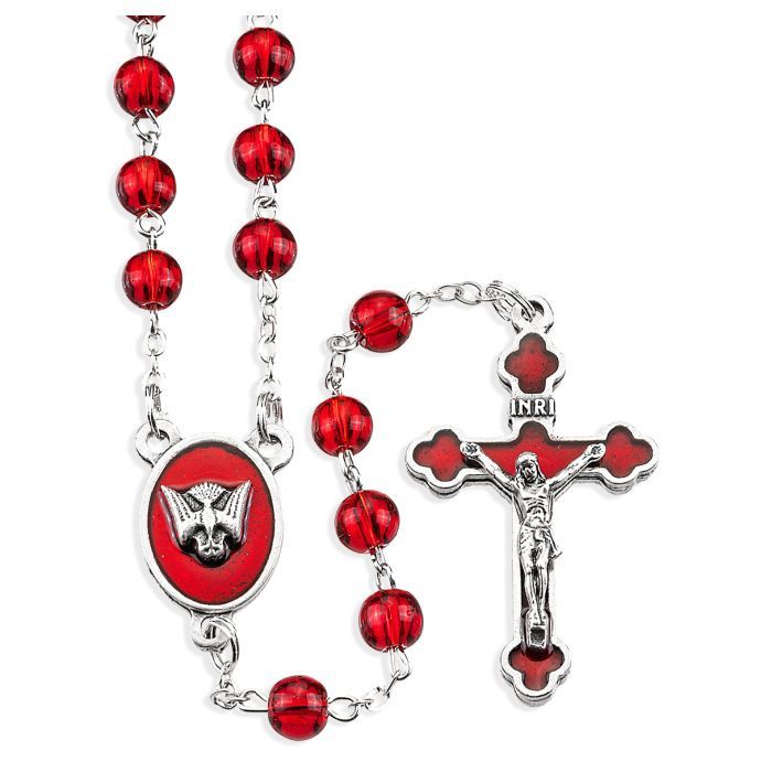 Red Epoxied Holy Spirit Confirmation Rosary