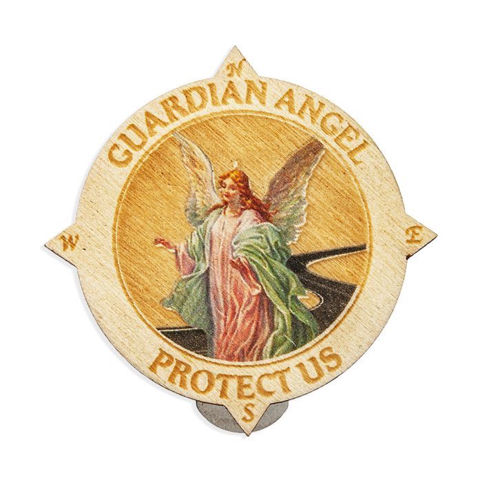 Guardian Angel Wooden Auto Visor Clip