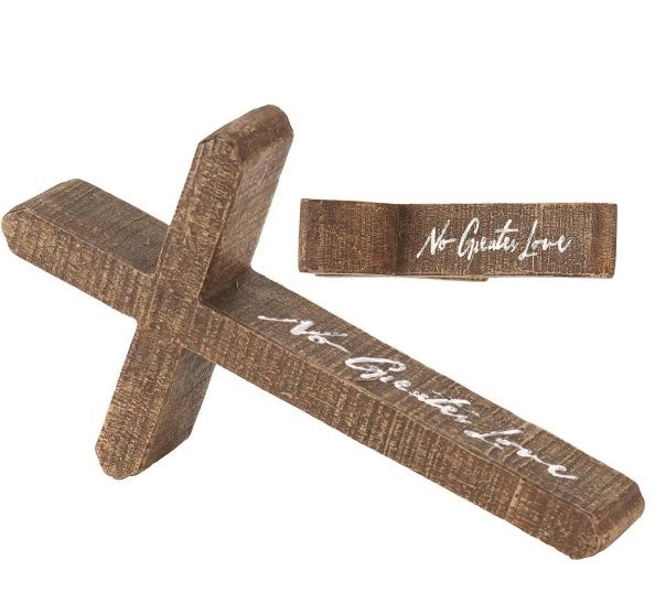 No Greater Love Slanted Tabletop Cross