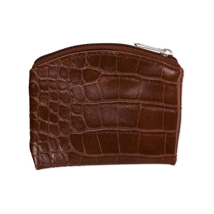 Brown Faux Crocodile Skin Rosary Pouch