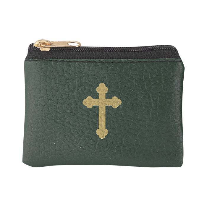 Green Leath Textur Rosary Case