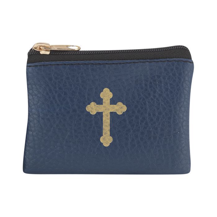 Blue Calf Grained Leatherette Rosary Pouch