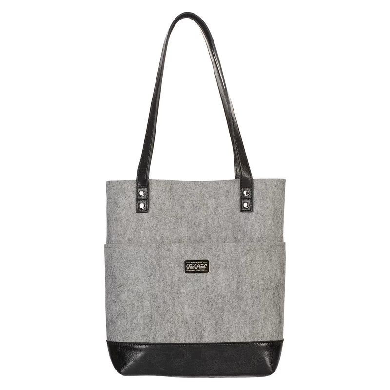 The Plans Heather Gray Felt and Black Faux Leather Fashion Bible Tote Bag - Jeremiah 29:11