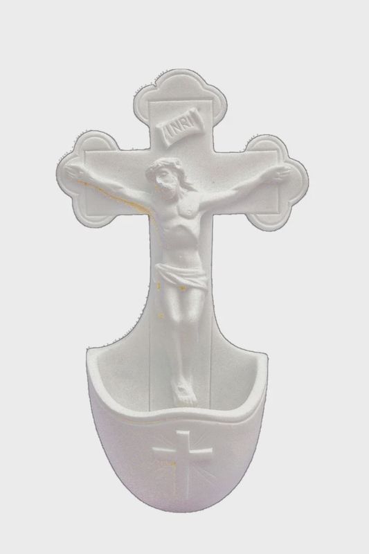 Crucifixion holy water font