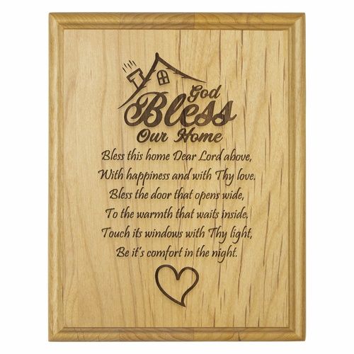 7 x 9 Inch Engraved &quot;House Blessing&quot; Genuine Alder Wood Wall or Table Decor Art